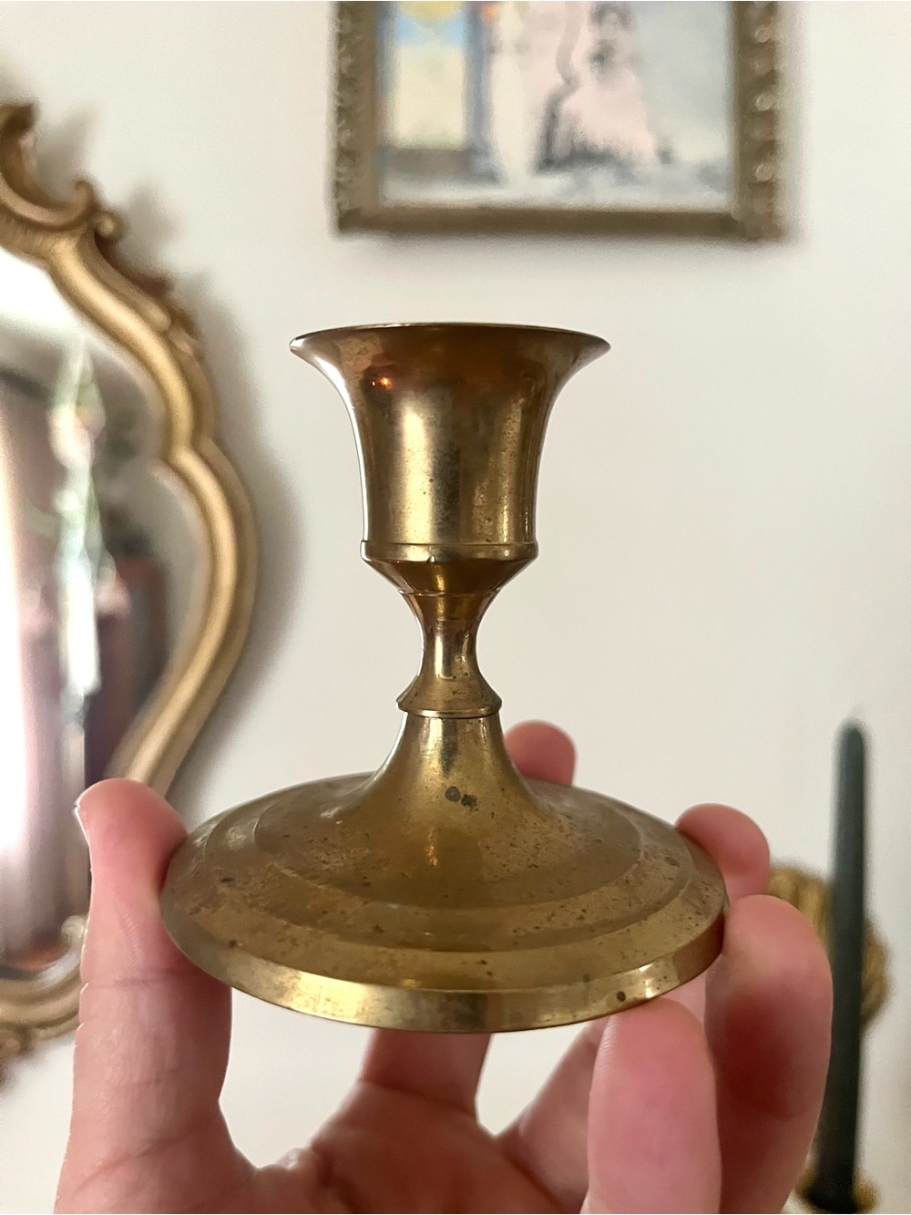 Vintage Brass Candlestick Holder 2.75” Tall